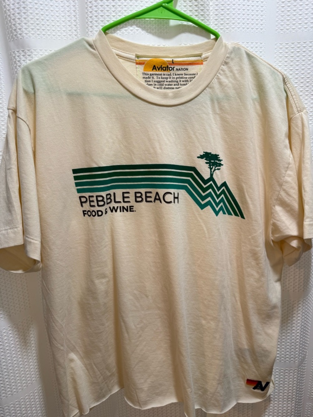Pebble Beach Food & Wine 2026 Graphic Tee - Cream with Green Logo Sz L